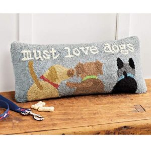 Mud Pie Must Love Dogs Hook Pillow, 1 Count (Pack of 1), Gray