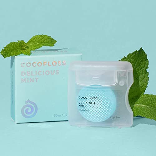 COCOFLOSS Coconut-Oil Infused Woven Dental Floss | Delicious Mint Single | Dentist-Designed | Vegan and Cruelty-Free | 2-Month Supply (33 Yds x 1 Unit)