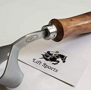 Lift Sports Horse Farrier Tool Swiss Hoof Oval Loop Knife Sharp Edge Steel Blade Solid Wood Handle