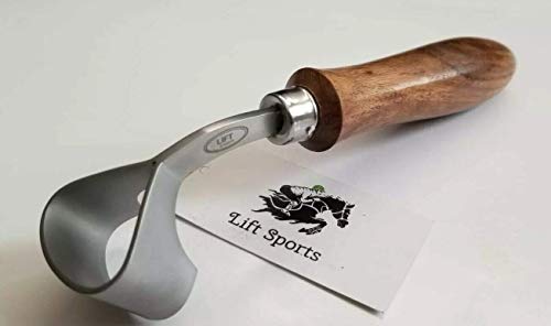 Lift Sports Horse Farrier Tool Swiss Hoof Oval Loop Knife Sharp Edge Steel Blade Solid Wood Handle