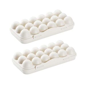 upkoch 2pcs plastic egg holder refrigerator egg container kitchen egg storage organizer with lid 18 egg tray khaki