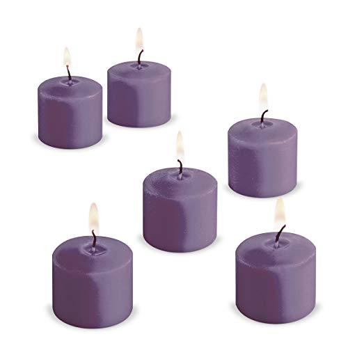 Luxurious Lavender Scented Candles - Bulk Set of 72 Scented Votive Candles - Purple Color - 8 Hour Extended Burn Time (Glass Holders not Included)