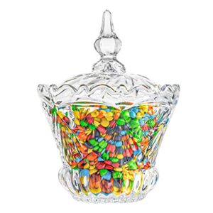 comsaf glass candy dish with lid, clear large covered candy bowl, crystal candy jar for home kitchen office desk christmas gift