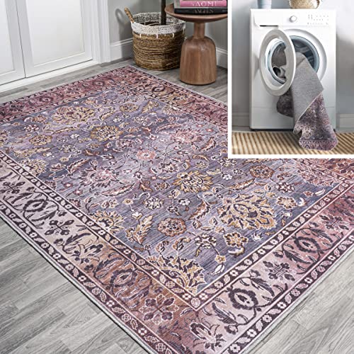 JONATHAN Y WSH106A-4 Victoria Ornate Persian All-Over Machine Washable Indoor Bohemian Transitional Area Rug,High Traffic,Kitchen,Living Room,Backyard,Non Shedding,4 X 6,Brown/Gray