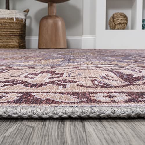 JONATHAN Y WSH106A-4 Victoria Ornate Persian All-Over Machine Washable Indoor Bohemian Transitional Area Rug,High Traffic,Kitchen,Living Room,Backyard,Non Shedding,4 X 6,Brown/Gray
