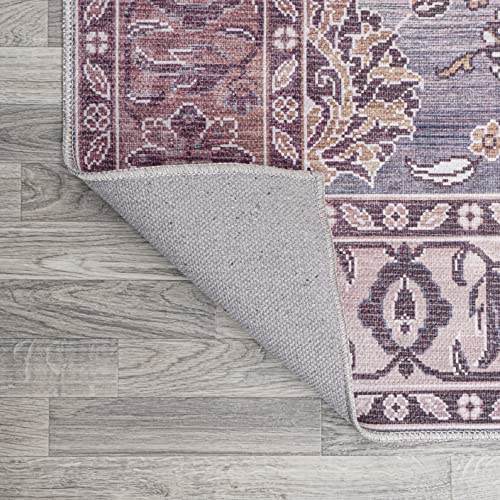 JONATHAN Y WSH106A-4 Victoria Ornate Persian All-Over Machine Washable Indoor Bohemian Transitional Area Rug,High Traffic,Kitchen,Living Room,Backyard,Non Shedding,4 X 6,Brown/Gray