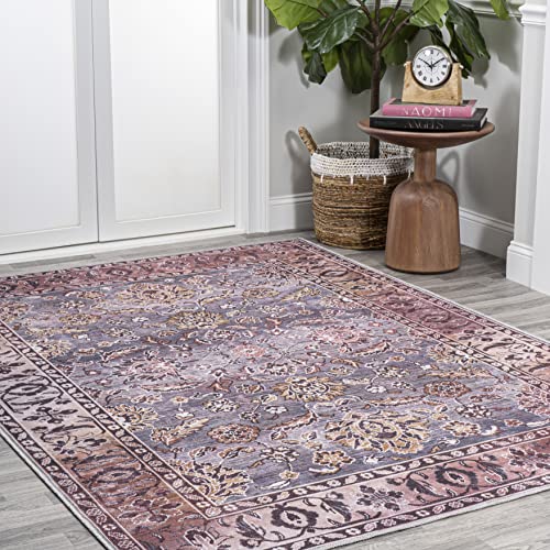 JONATHAN Y WSH106A-4 Victoria Ornate Persian All-Over Machine Washable Indoor Bohemian Transitional Area Rug,High Traffic,Kitchen,Living Room,Backyard,Non Shedding,4 X 6,Brown/Gray