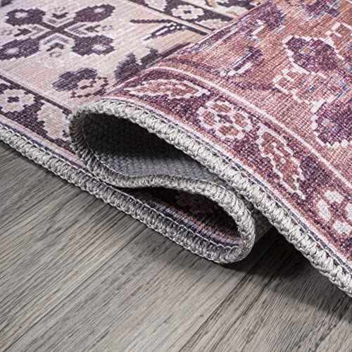 JONATHAN Y WSH106A-4 Victoria Ornate Persian All-Over Machine Washable Indoor Bohemian Transitional Area Rug,High Traffic,Kitchen,Living Room,Backyard,Non Shedding,4 X 6,Brown/Gray