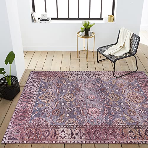 JONATHAN Y WSH106A-4 Victoria Ornate Persian All-Over Machine Washable Indoor Bohemian Transitional Area Rug,High Traffic,Kitchen,Living Room,Backyard,Non Shedding,4 X 6,Brown/Gray