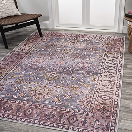 JONATHAN Y WSH106A-4 Victoria Ornate Persian All-Over Machine Washable Indoor Bohemian Transitional Area Rug,High Traffic,Kitchen,Living Room,Backyard,Non Shedding,4 X 6,Brown/Gray