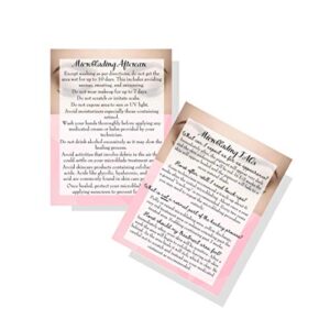 mircoblading aftercare instructions cards | package of 30 | pink eyebrow photo design double sided size 4.25 x 5.5" inches after care post card