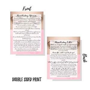 Mircoblading Aftercare Instructions Cards | Package of 30 | Pink Eyebrow Photo Design Double Sided Size 4.25 x 5.5" inches After Care Post Card