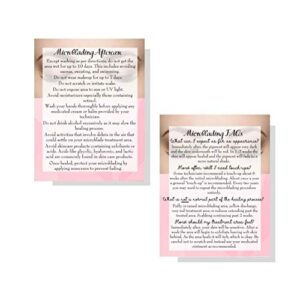 Mircoblading Aftercare Instructions Cards | Package of 30 | Pink Eyebrow Photo Design Double Sided Size 4.25 x 5.5" inches After Care Post Card