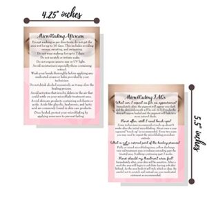 Mircoblading Aftercare Instructions Cards | Package of 30 | Pink Eyebrow Photo Design Double Sided Size 4.25 x 5.5" inches After Care Post Card