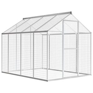 tidyard outdoor aviary aluminum, walk-in aviary with heavy-duty hinged door, playing, exercising, training wire mesh 70"x95.3"x75.6"