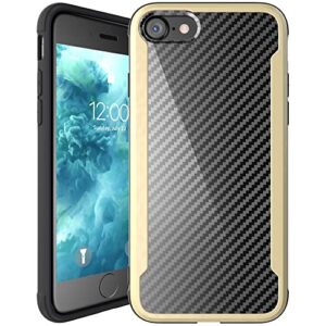 nicexx designed for iphone 7 case/designed for iphone 8 case/designed for iphone se 2020 case with carbon fiber pattern, 12ft. drop tested, wireless charging compatible - gold