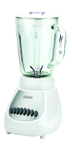 Dominion D4002WG Countertop Blender with 5-Cup 42oz Glass Jar, 10 Speed Settings with Pulse, Sharp Stainless Steel Blade, White