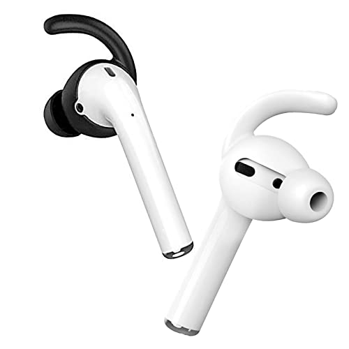 2 Pairs AirPods Ear Hooks Accessories Compatible with AirPods 2 & AirPods 1 or EarPods Headphones,Airpod Tips Anti-Slip Ear Hooks Silicone (1Black+1White)