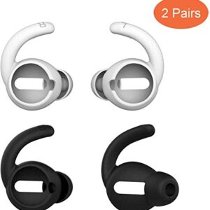 2 Pairs AirPods Ear Hooks Accessories Compatible with AirPods 2 & AirPods 1 or EarPods Headphones,Airpod Tips Anti-Slip Ear Hooks Silicone (1Black+1White)