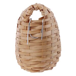 Rubsy Natural Bamboo Covered Breeding Nest Hut Bird House Finch Hideout Cage Toy Outdoor Hut Shelter for Birds Hand Made