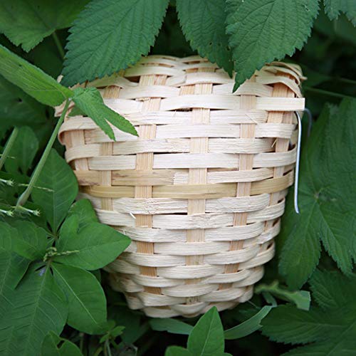 Rubsy Natural Bamboo Covered Breeding Nest Hut Bird House Finch Hideout Cage Toy Outdoor Hut Shelter for Birds Hand Made