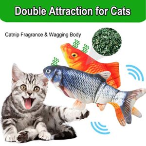 Senneny 2 Pack Electric Moving Fish Cat Toy, Realistic Plush Simulation Electric Wagging Fish Cat Toy Catnip Kicker Toys, Funny Interactive Pets Pillow Chew Bite Kick Supplies for Cat Kitten Kitty