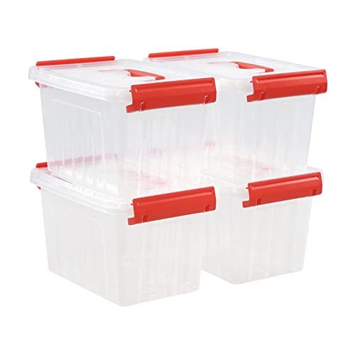 Yuright 3.5 Qt Plastic Bin with Lid, Latching Box Tote, 4 Pack