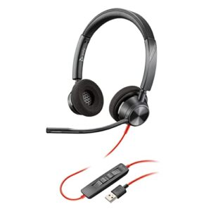 plantronics - blackwire 3320 usb-a - wired, dual-ear (stereo) headset with boom mic - usb-a to connect to your pc, mac or cell phone - works with teams, zoom & more