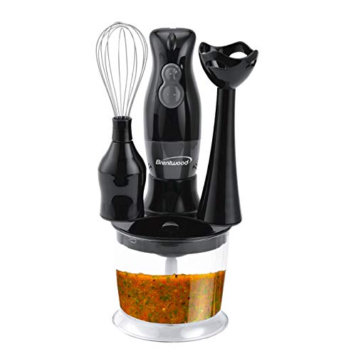 2-Speed Hand Blender and Food Processor with Balloon Whisk (Black)