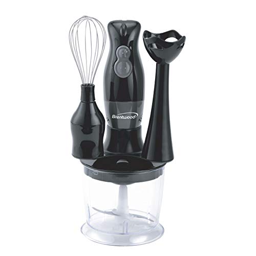 2-Speed Hand Blender and Food Processor with Balloon Whisk (Black)