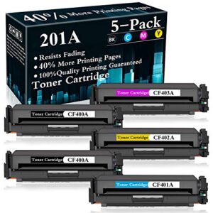 5-pack (2bk+c+y+m) 201a | cf401a cf402a cf403a toner cartridge replacement for hp color laserjet pro mfp m277dw mfp m277n mfp m277c6 m252dw m252n m277 m252 printer,sold by topink
