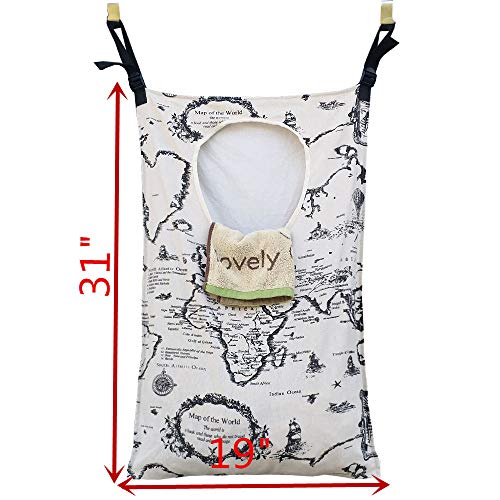 Amlrt Adjustable Door-Hanging Laundry Hamper with Stainless Steel Hooks, Hanging Laundry Bag