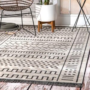 nuloom cora tribal indoor/outdoor area rug, 3' x 5', light grey
