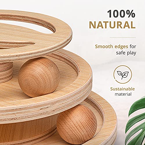 7 Ruby Road Cat Ball Track Toy 100% Natural Sustainable Wood Interactive Cat Toy - Interactive Indoor Cats Toy for When You are Away - Self Play Interactive Cat Toy for Indoor Cats Toy Ball Track