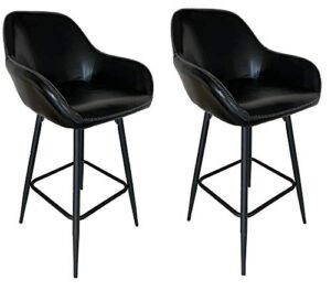 btexpert 25 inch bucket black faux leather accent dining bar chair set of 2