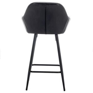 BTEXPERT 25 inch Bucket Black Faux Leather Accent Dining Bar Chair Set of 2