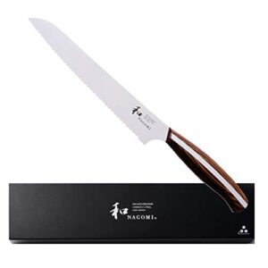 [NAGOMI] 8 inch Serrated Bread Knife - Made in Seki, Japan - Blade in 440A and Comfortable Pakkawood Handle - Japanese Sharp Kitchen Knife