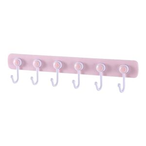 bosgas adhesive wall hook with 6 rotate hooks,wall coat rack, perfect for hanging clothes cooking tool towel in kitchen and bedroom, easy to use, strong bearing capacity (pink)
