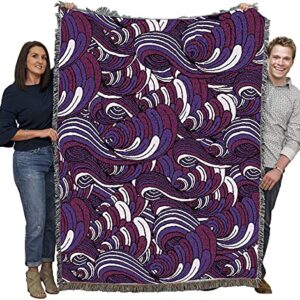 Pure Country Weavers Serene Waves Blanket Wine - Patterns Gift Tapestry Throw Woven from Cotton - Made in The USA (72x54)