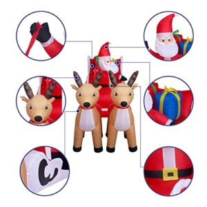 ASTEROUTDOOR 8ft Christmas Inflatable Decorations Outdoor Claus on Sleigh with Two Blow Up Built-in LED Indoor Yard Decor Lighted for Holiday Season, Quick Air Blown, 8 Feet Long, Santa w/Reindeer