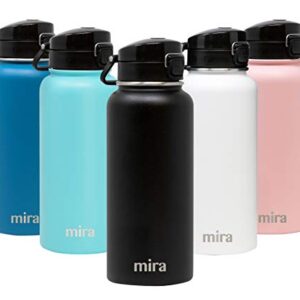 MIRA 32 oz Stainless Steel Water Bottle - Hydro Vacuum Insulated Metal Thermos Flask Keeps Cold for 24 Hours, Hot for 12 Hours - BPA-Free One Touch Spout Lid Cap - Black