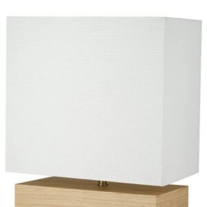 Catalina 22793-000 Mid-Century Modern Table Lamp with Square Shade, 15", Blond Wood/Antique Brass