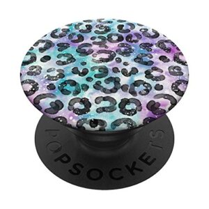 pretty purple black blue white leopard pattern animal print popsockets popgrip: swappable grip for phones & tablets