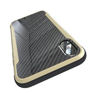 Nicexx Designed for iPhone Xs Max Case with Carbon Fiber Pattern, 12ft. Drop Tested, Wireless Charging Compatible - Gold