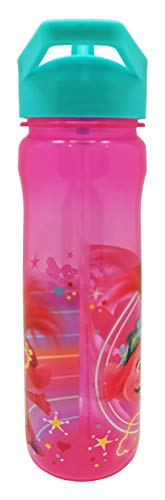 Trolls Reusable 600ml PP Water Bottle with Straw for Kids-Official Merchandise by Polar Gear Drinking School Nursery Sports Picnic BPA Free, Plastic, Pink