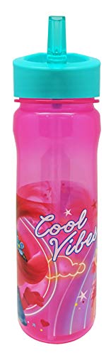 Trolls Reusable 600ml PP Water Bottle with Straw for Kids-Official Merchandise by Polar Gear Drinking School Nursery Sports Picnic BPA Free, Plastic, Pink