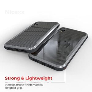 Nicexx Designed for iPhone XR Case with Carbon Fiber Pattern, 12ft. Drop Tested, Wireless Charging Compatible - Black