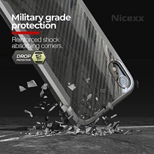 Nicexx Designed for iPhone XR Case with Carbon Fiber Pattern, 12ft. Drop Tested, Wireless Charging Compatible - Black