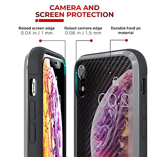 Nicexx Designed for iPhone XR Case with Carbon Fiber Pattern, 12ft. Drop Tested, Wireless Charging Compatible - Black