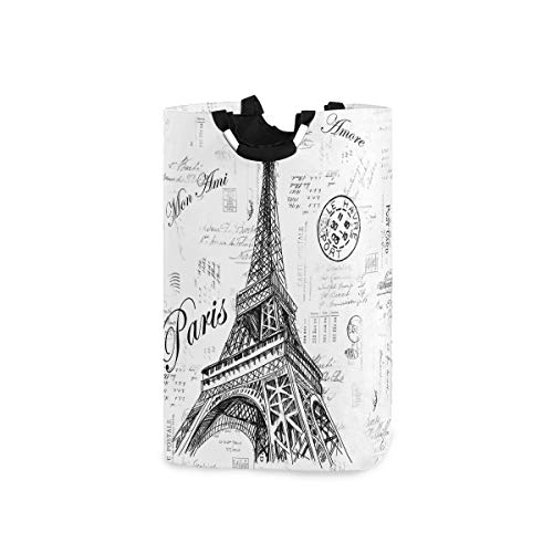 Nander Laundry Basket, Collapsible Fabric Laundry Hamper, Foldable Or Upright Clothes Bag (Paris Eiffel Tower)